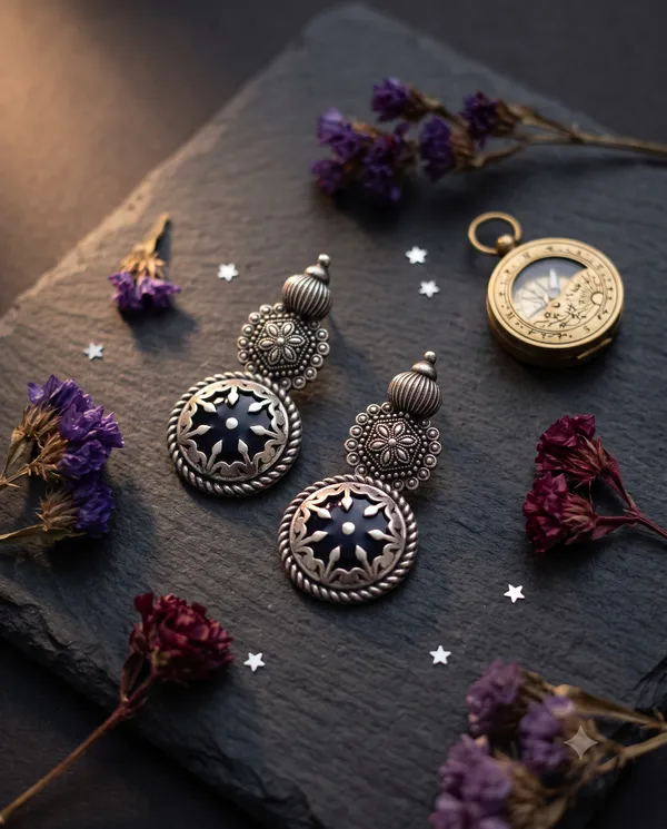 Astra_Bloom_Black_Colour_Brass_Earring_For_Women
