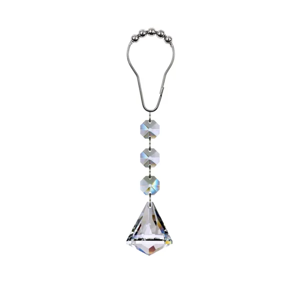 CRYSTA_WORLD_12_Pcs_Silver_Shower_Curtain_Hooks_with_Diamond_Crystal_Bead,Shower_Curtain_Hooks_Rings_for_Bathroom,Free_Gliding_Action,_Elegant_Design