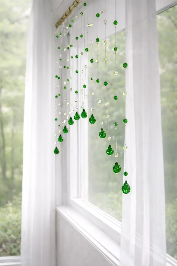 Green_&_White_Glass_Drops_Acrylic_String_Beads_Partition_Crystal_Curtains_For_Living_Room