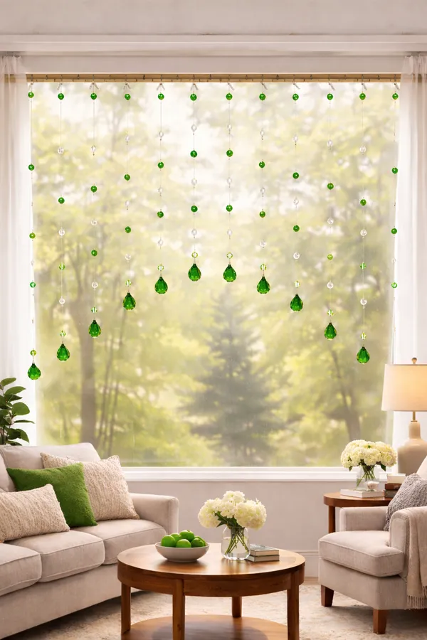 Green_&_White_Glass_Drops_Acrylic_String_Beads_Partition_Crystal_Curtains_For_Living_Room