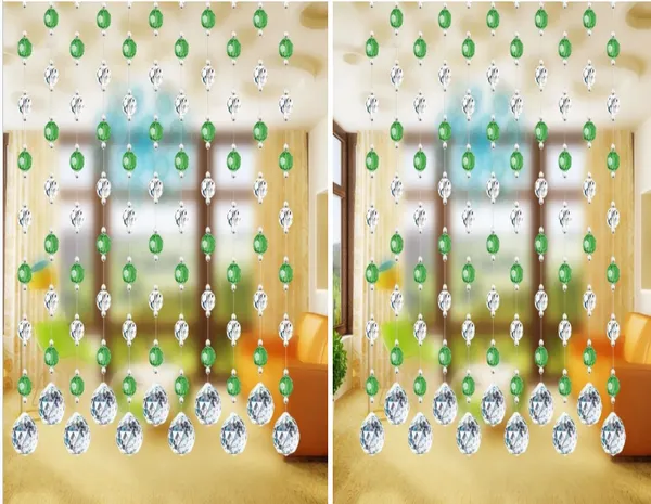 Green_&_White_Glass_Drops_Acrylic_String_Beads_Partition_Crystal_Curtains_For_Living_Room