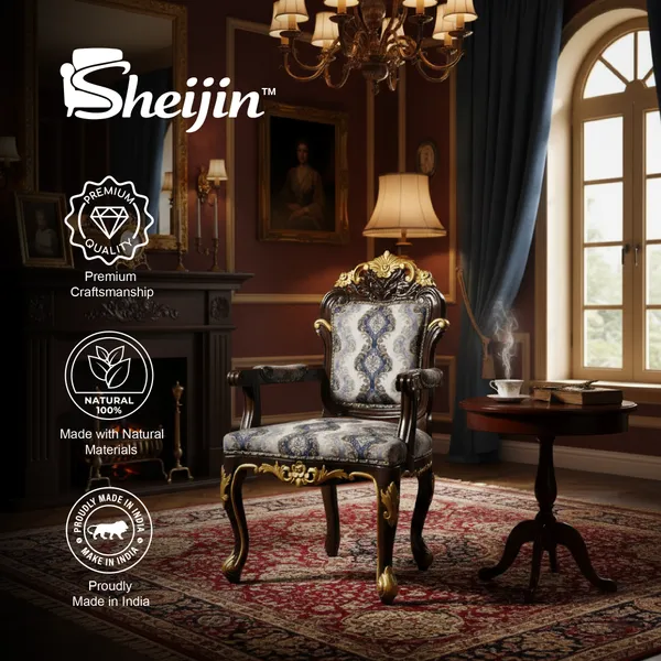 Gold_And_Black_Solid_Wood_Chair_For_Living_Room