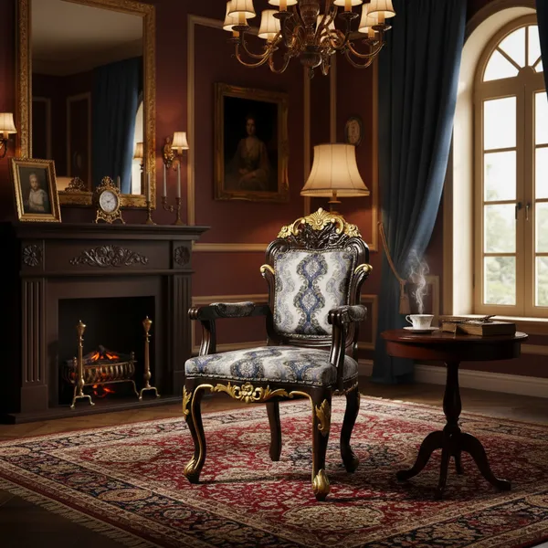 Gold_And_Black_Solid_Wood_Chair_For_Living_Room