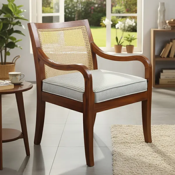 Brown_And_Beige_Solid_Wood_Chair_For_Living_Room