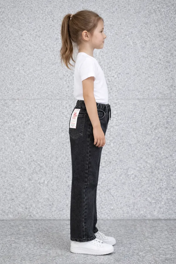 Black_Elastic_Waist_Wide_Leg_Denim_Jeans_For_Girls_age_7_to_16