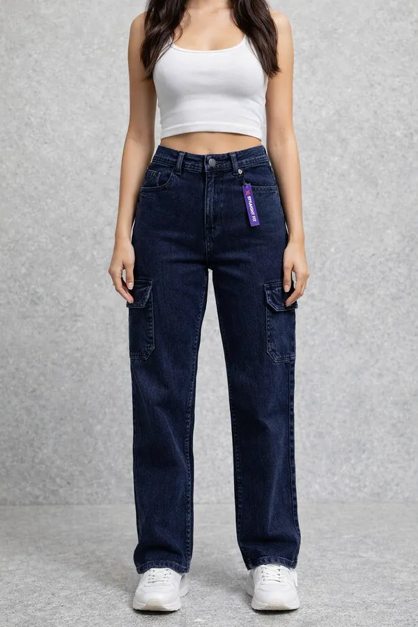 Blue_Denim_Cargo_Jeans_With_Purple_Patch_For_Women