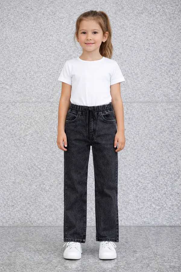 Black_Elastic_Waist_Wide_Leg_Denim_Jeans_For_Girls_age_7_to_16