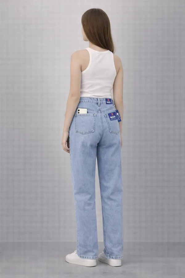 Blue_High_Waist_Wide_Leg_Jeans_For_Women
