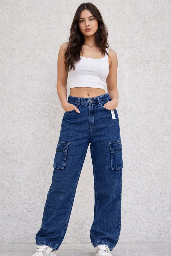 Blue_High_Waisted_Wide_Leg_Cargo_Denim_Jeans_With_Side_Pockets_For_Women