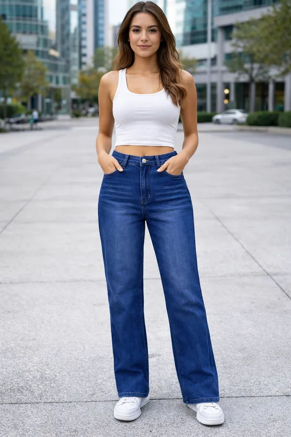 Blue_High_Waisted_Wide_Leg_Jeans_For_Women