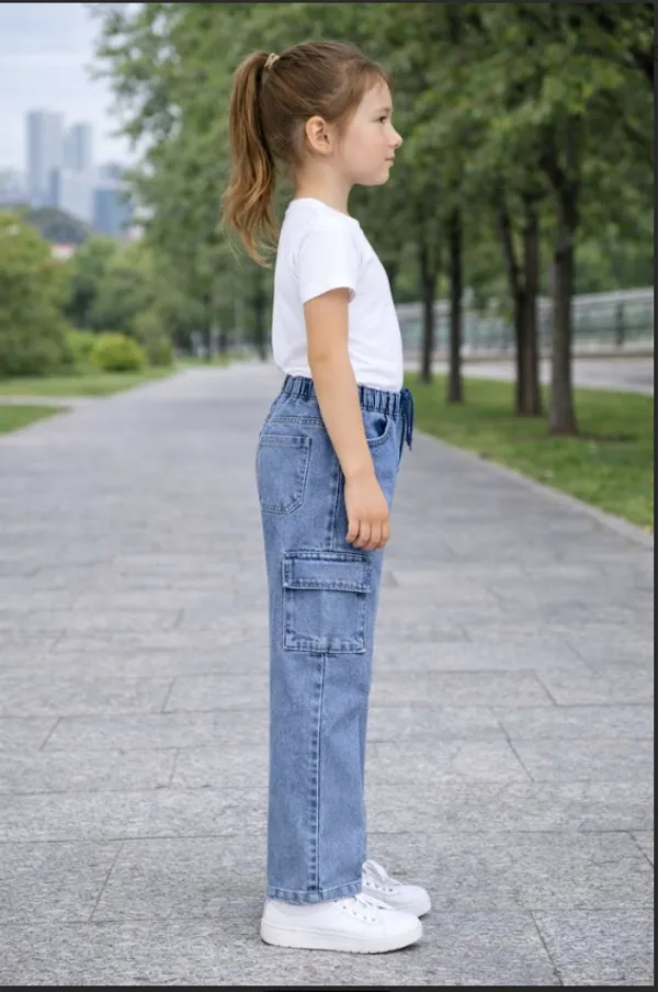 Blue_Cargo_Denim_Jeans_With_Elastic_Waist_For_Girls__age_7_to_16