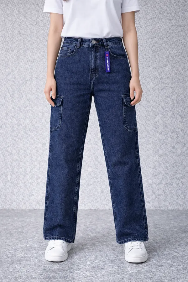 Blue_Wide_Leg_Cargo_Jeans_With_Utility_Pockets_For_Women