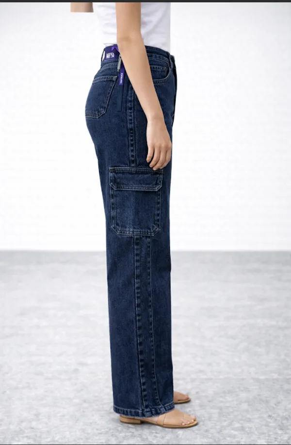 Blue_Denim_Cargo_Jeans_With_Side_Pockets_For_Women