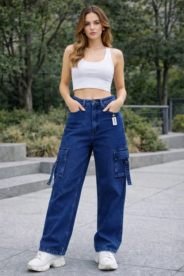 Blue_Wide_Leg_Cargo_Denim_Jeans_With_Utility_Pockets_For_Women