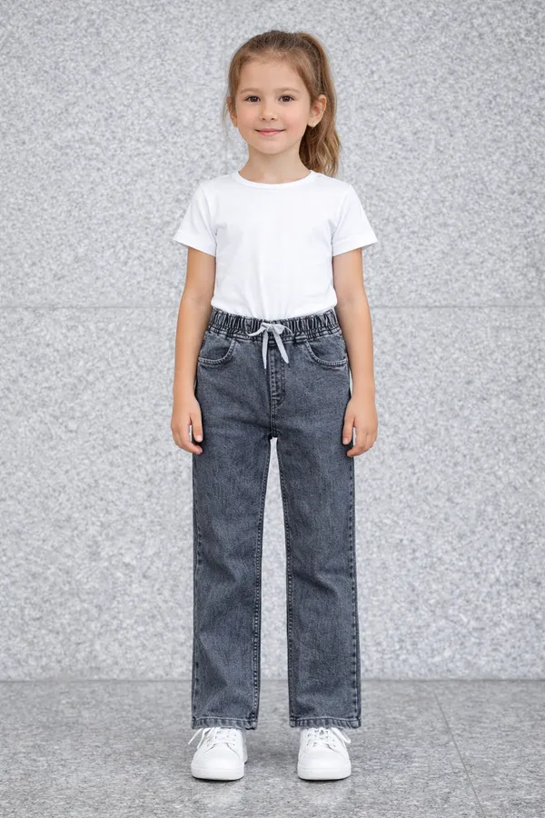 Gray_Denim_Jeans_With_Elastic_Waist_And_Drawstring_For_Girls__age_6_to_16