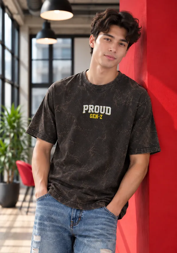 Hue_Nox_Men's_Charcoal_Brown_Proud_GenZ_Graphic_Oversized_Acid_Washed_T-Shirt