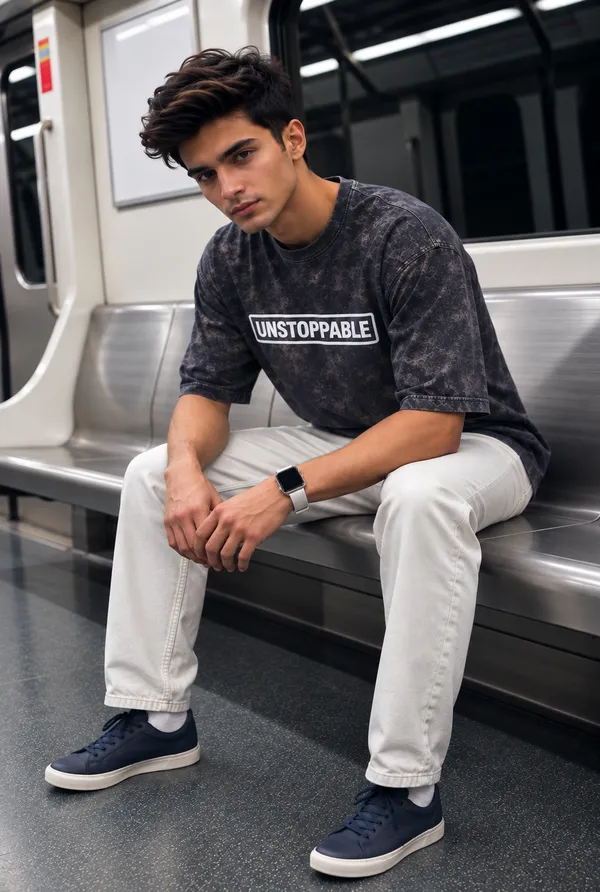 Hue_Nox_Men's_Navy_Brown_Unstoppable_Graphic_Oversized_Acid_Washed_T-Shirt