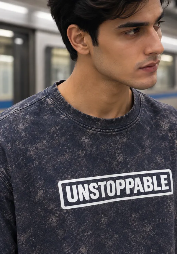 Hue_Nox_Men's_Navy_Brown_Unstoppable_Graphic_Oversized_Acid_Washed_T-Shirt