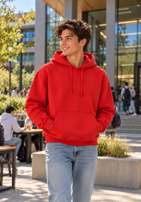 Hue_Nox_Men's_Red_Solid_Regular_Fit_Hoodie