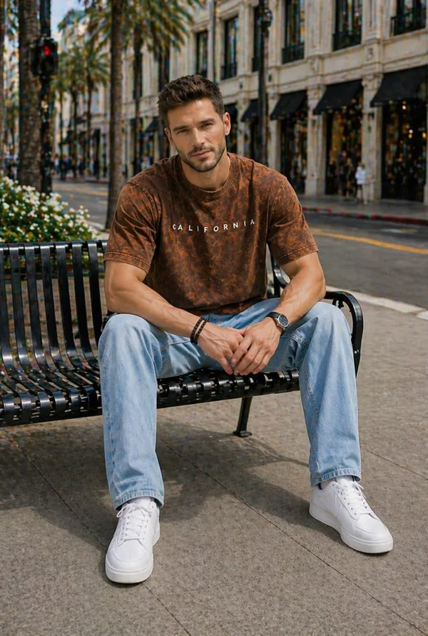 Hue_Nox_Men's_Brown_California_Graphic_Oversized_Acid_Washed_T-Shirt