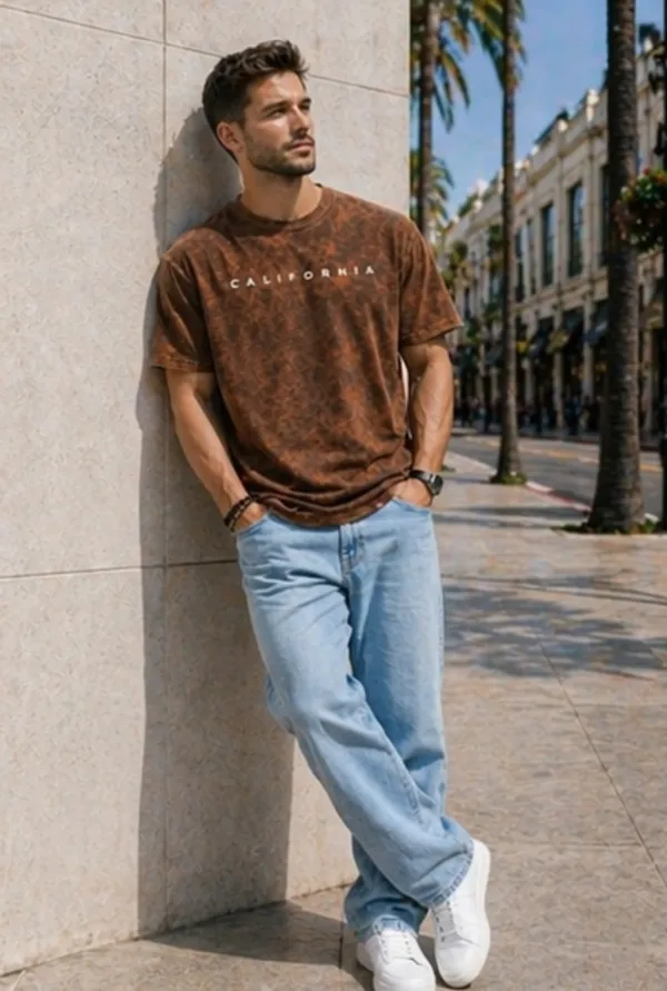 Hue_Nox_Men's_Brown_California_Graphic_Oversized_Acid_Washed_T-Shirt