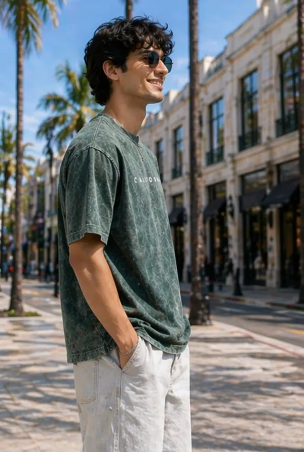 Hue_Nox_Men's_Green_California_Graphic_Oversized_Acid_Washed_T-Shirt
