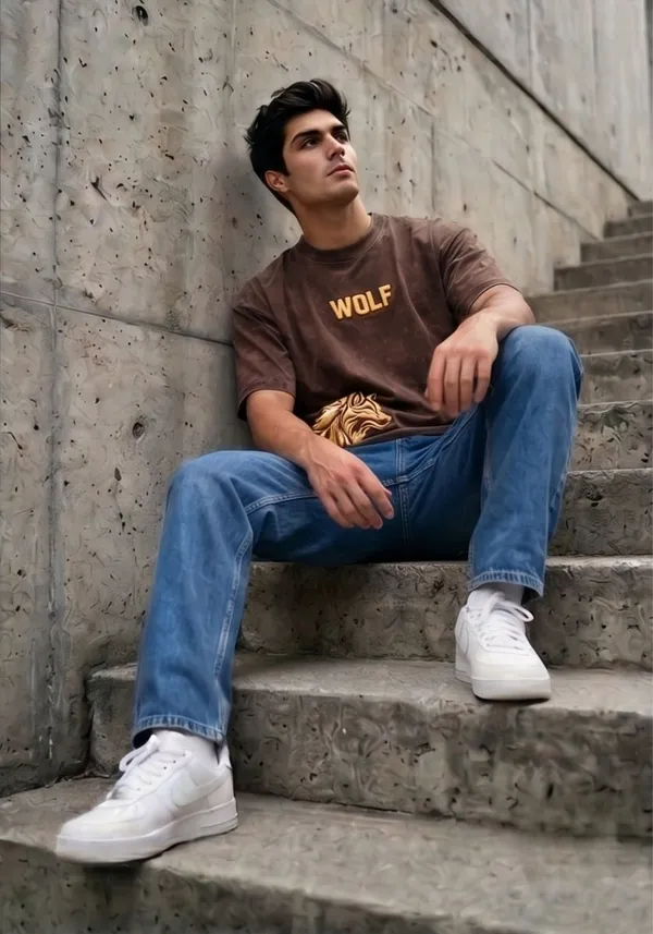 Hue_Nox_Men's_Brown_Golden_Wolf_Graphic_Oversized_Acid_Washed_T-Shirt