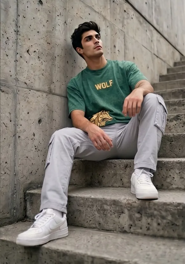 Hue_Nox_Men's_Green_Golden_Wolf_Graphic_Oversized_Acid_Washed_T-Shirt