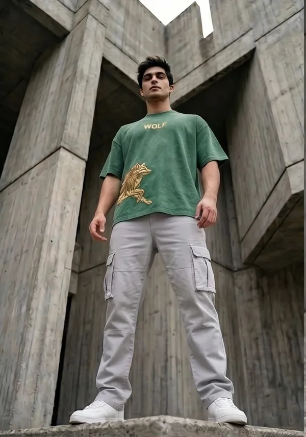 Hue_Nox_Men's_Green_Golden_Wolf_Graphic_Oversized_Acid_Washed_T-Shirt