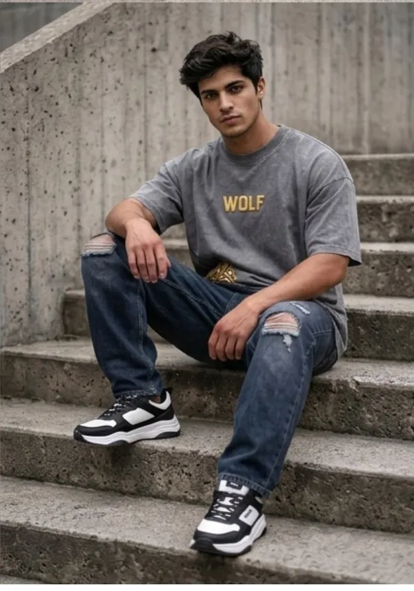 Hue_Nox_Men's_Grey_Golden_Wolf_Graphic_Oversized_Acid_Washed_T-Shirt