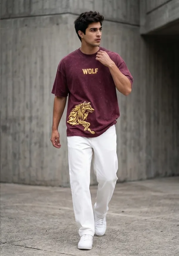 Hue_Nox_Men's_Maroon_Golden_Wolf_Graphic_Oversized_Acid_Washed_T-Shirt