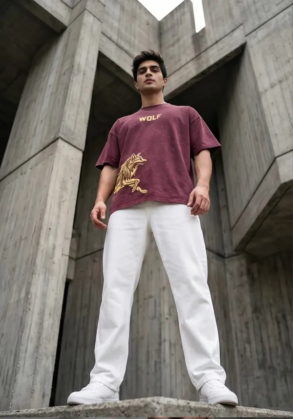 Hue_Nox_Men's_Maroon_Golden_Wolf_Graphic_Oversized_Acid_Washed_T-Shirt