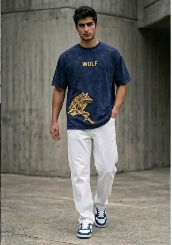 Hue_Nox_Men's_Navy_Golden_Wolf_Graphic_Oversized_Acid_Washed_T-Shirt