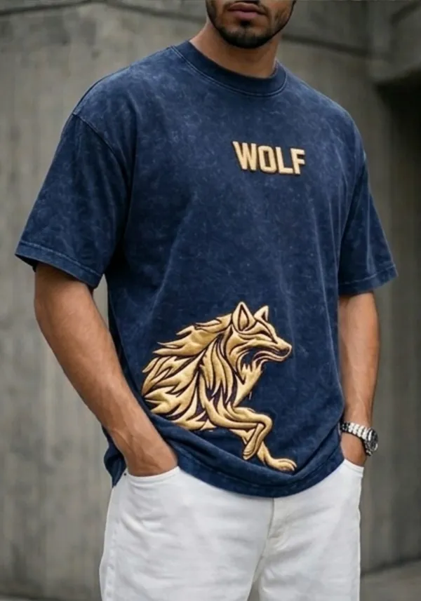 Hue_Nox_Men's_Navy_Golden_Wolf_Graphic_Oversized_Acid_Washed_T-Shirt