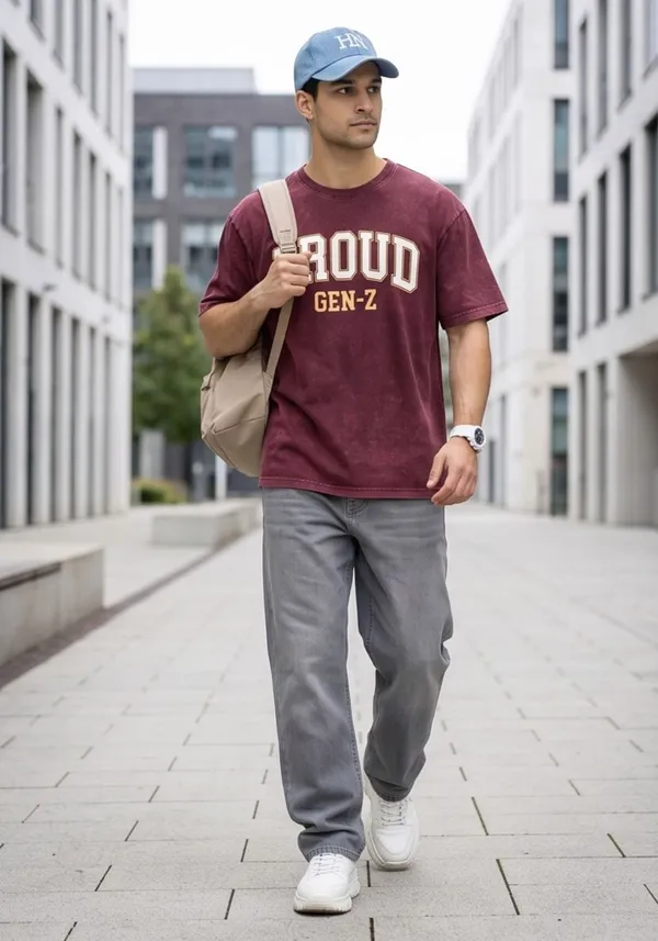 Hue_Nox_Men's_Maroon_Proud_GenZ_Graphic_Oversized_Acid_Washed_T-Shirt