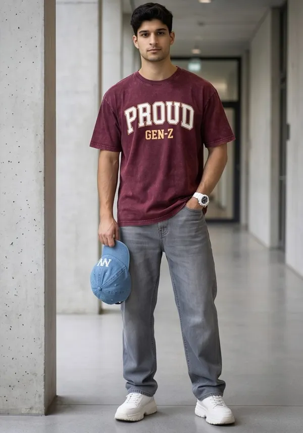 Hue_Nox_Men's_Maroon_Proud_GenZ_Graphic_Oversized_Acid_Washed_T-Shirt
