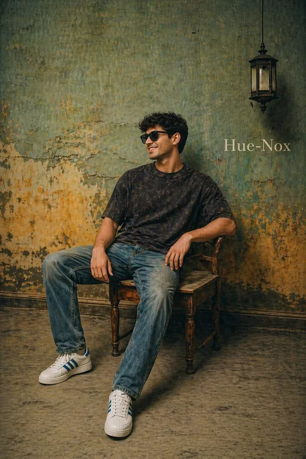 Hue_Nox_Men's_Black_Plain_Oversized_Acid_Washed_T-Shirt