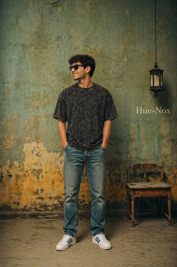 Hue_Nox_Men's_Black_Plain_Oversized_Acid_Washed_T-Shirt