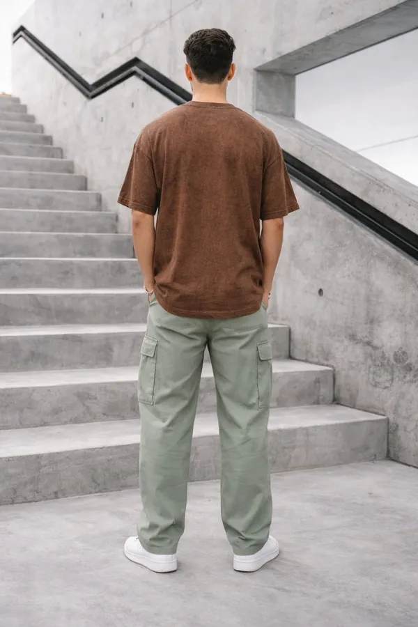 Hue_Nox_Men's_Brown_Plain_Oversized_Acid_Washed_T-Shirt