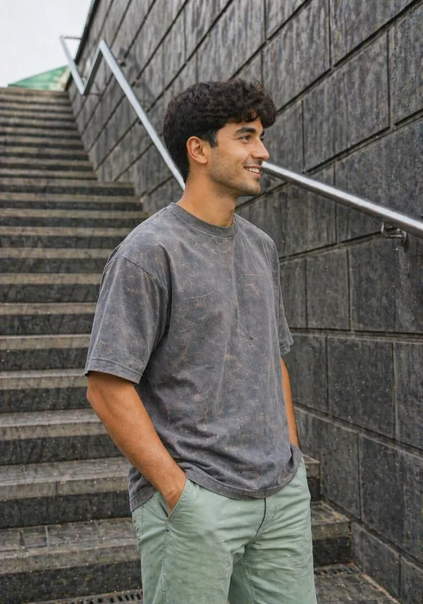 Hue_Nox_Men's_Grey_Plain_Oversized_Acid_Washed_T-Shirt