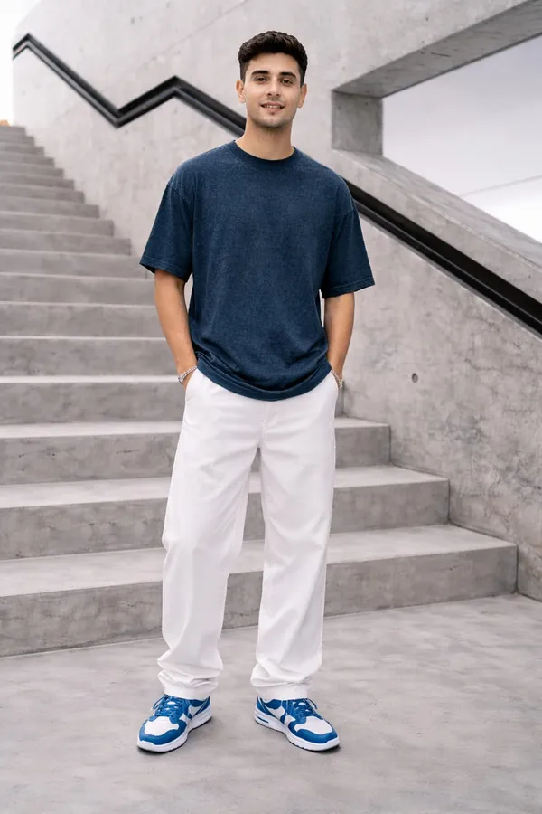 Hue_Nox_Men's_Navy_Plain_Oversized_Acid_Washed_T-Shirt