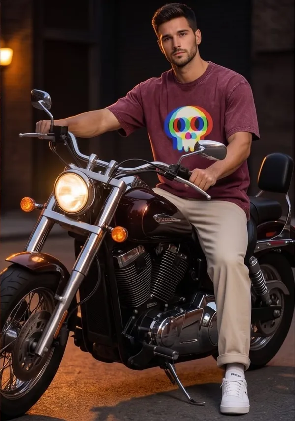 Hue_Nox_Men's_Maroon_Skull_Glitch_Graphic_Oversized_Acid_Washed_T-Shirt