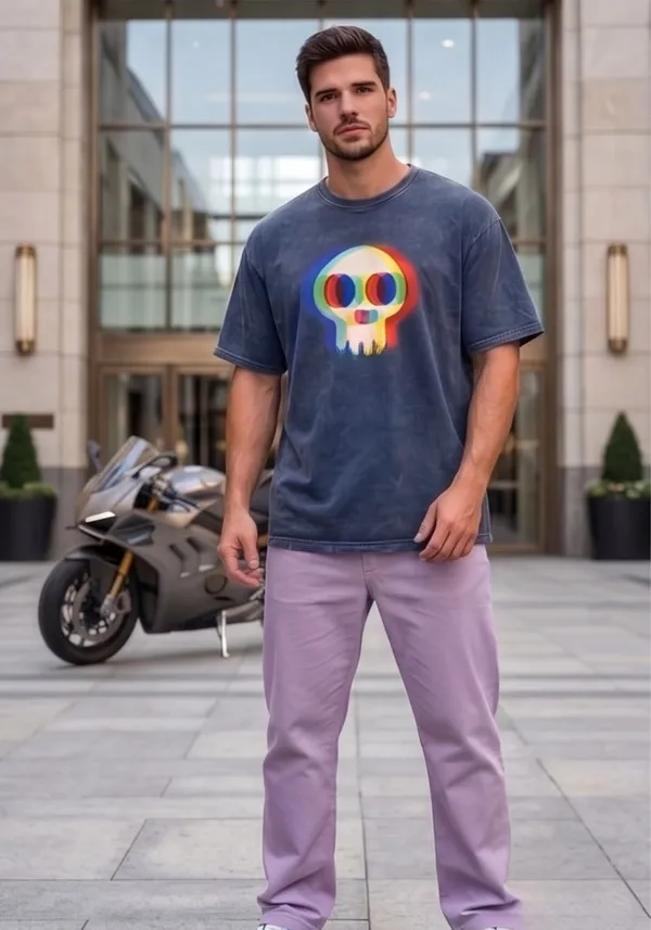 Hue_Nox_Men's_Navy_Skull_Glitch_Graphic_Oversized_Acid_Washed_T-Shirt
