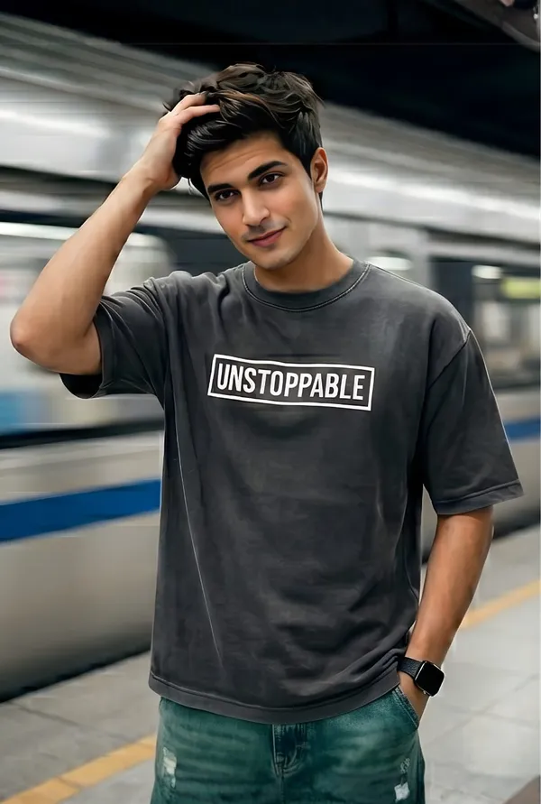 Hue_Nox_Men's_Grey_Unstoppable_Graphic_Oversized_Acid_Washed_T-Shirt