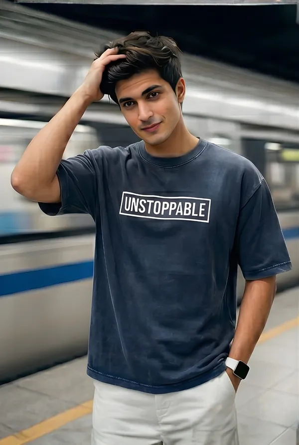 Hue_Nox_Men's_Navy_Unstoppable_Graphic_Oversized_Acid_Washed_T-Shirt