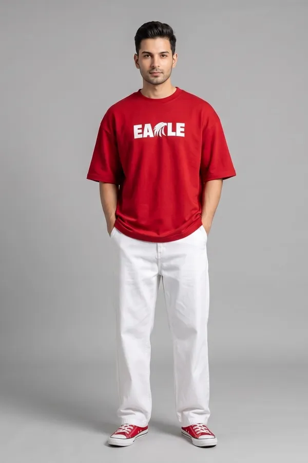 Hue_Nox_Men's_Red_Eagle_Graphic_Oversized_T-Shirt