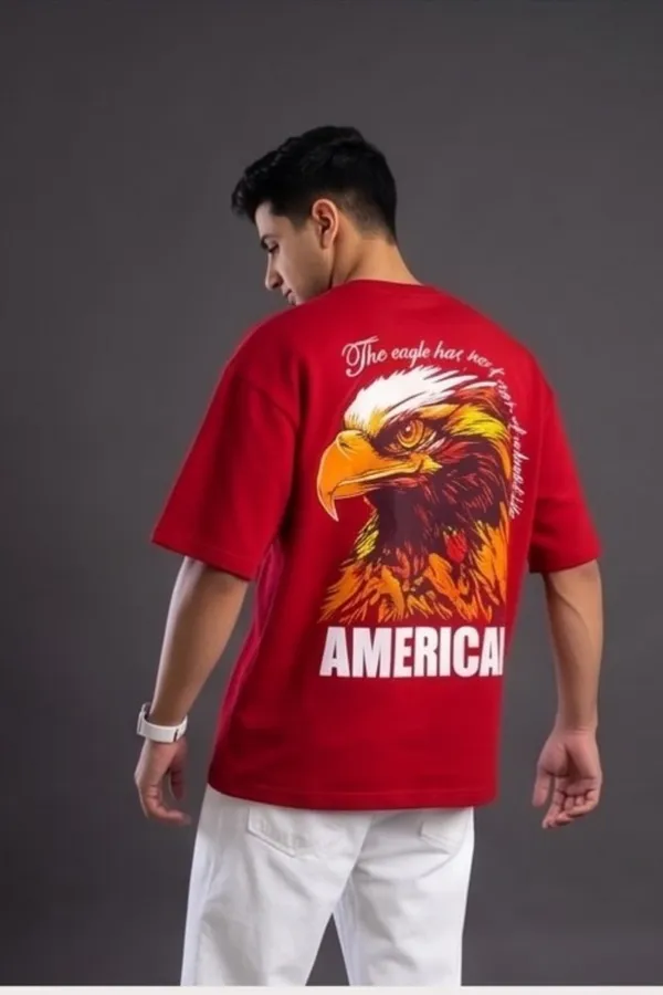 Hue_Nox_Men's_Red_Eagle_Graphic_Oversized_T-Shirt