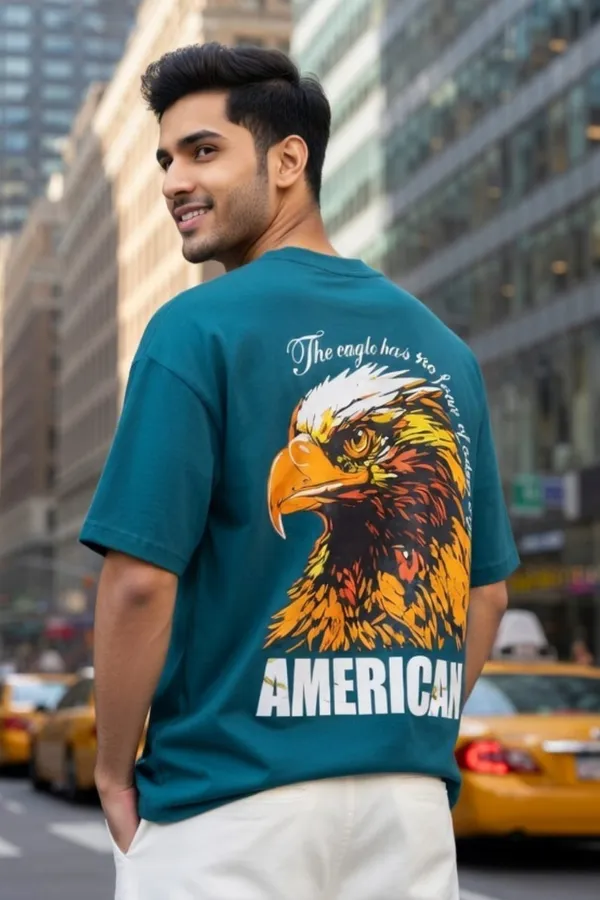 Hue_Nox_Men's_Teal_Eagle_Graphic_Oversized_T-Shirt