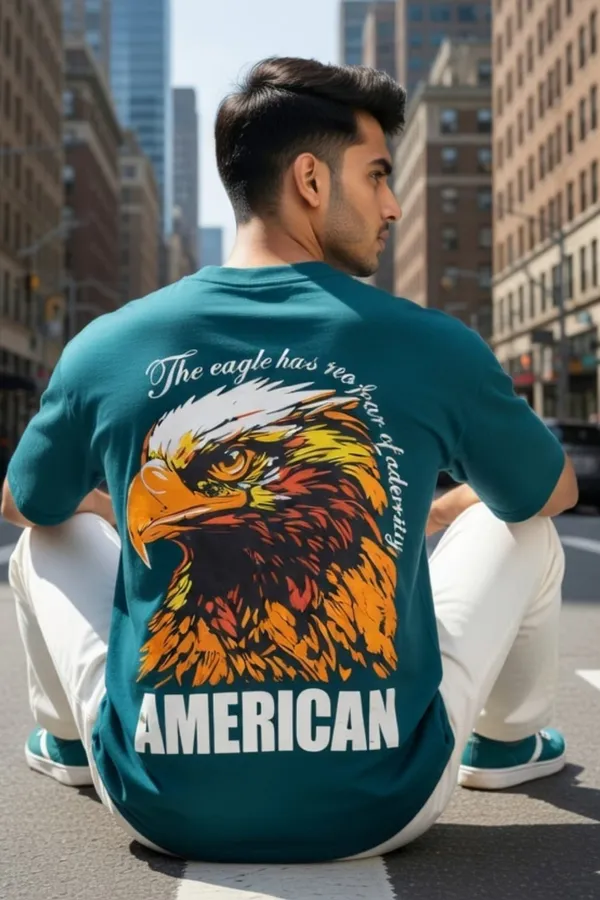 Hue_Nox_Men's_Teal_Eagle_Graphic_Oversized_T-Shirt
