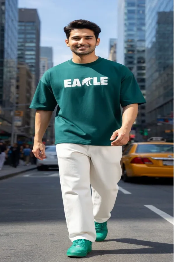 Hue_Nox_Men's_Teal_Eagle_Graphic_Oversized_T-Shirt
